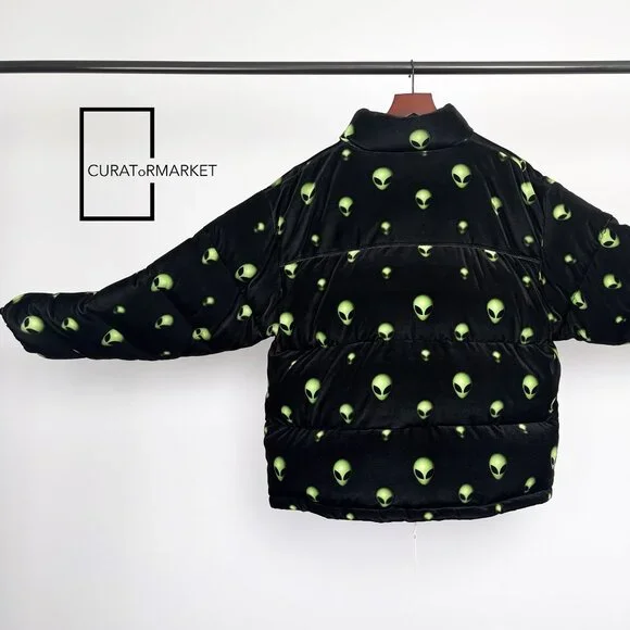 Vetements: RARE Space Alien Head Velvet Down Padded Puffer Jacket FW22 - Picture 5 of 16